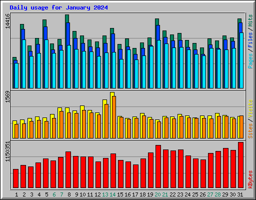 Daily usage for January 2024