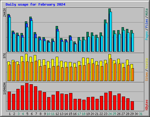 Daily usage for February 2024