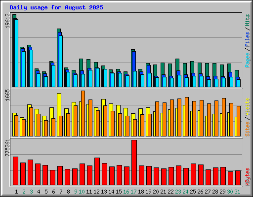 Daily usage for August 2025